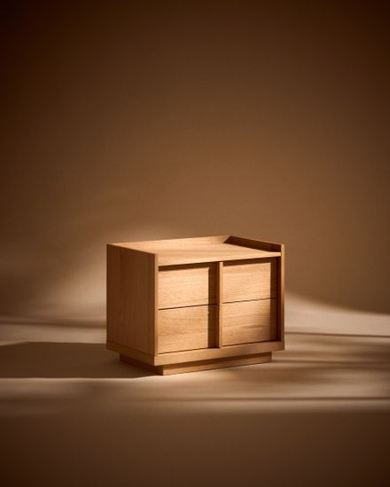 Прикроватная тумба Onix, 2 ящика, шпон дуба натурального цвета