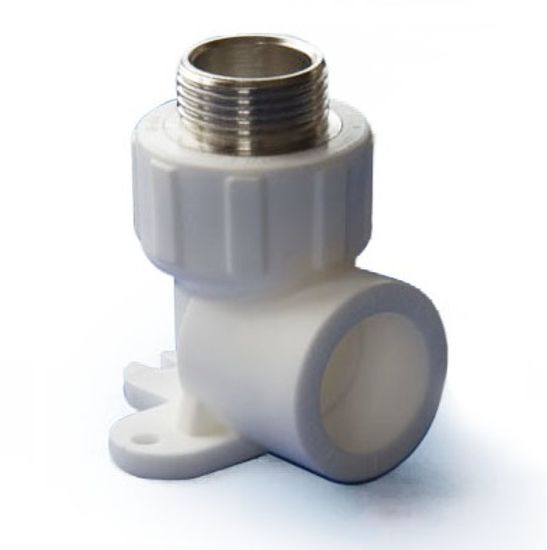 Угольник с креплением Политэк 25x3/4" НР с наружной резьбой полипропиленовый