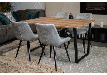 Стол деревянный Woodville Лота Лофт 140х80 дуб крафт табачный, черный матовый, ножки черные