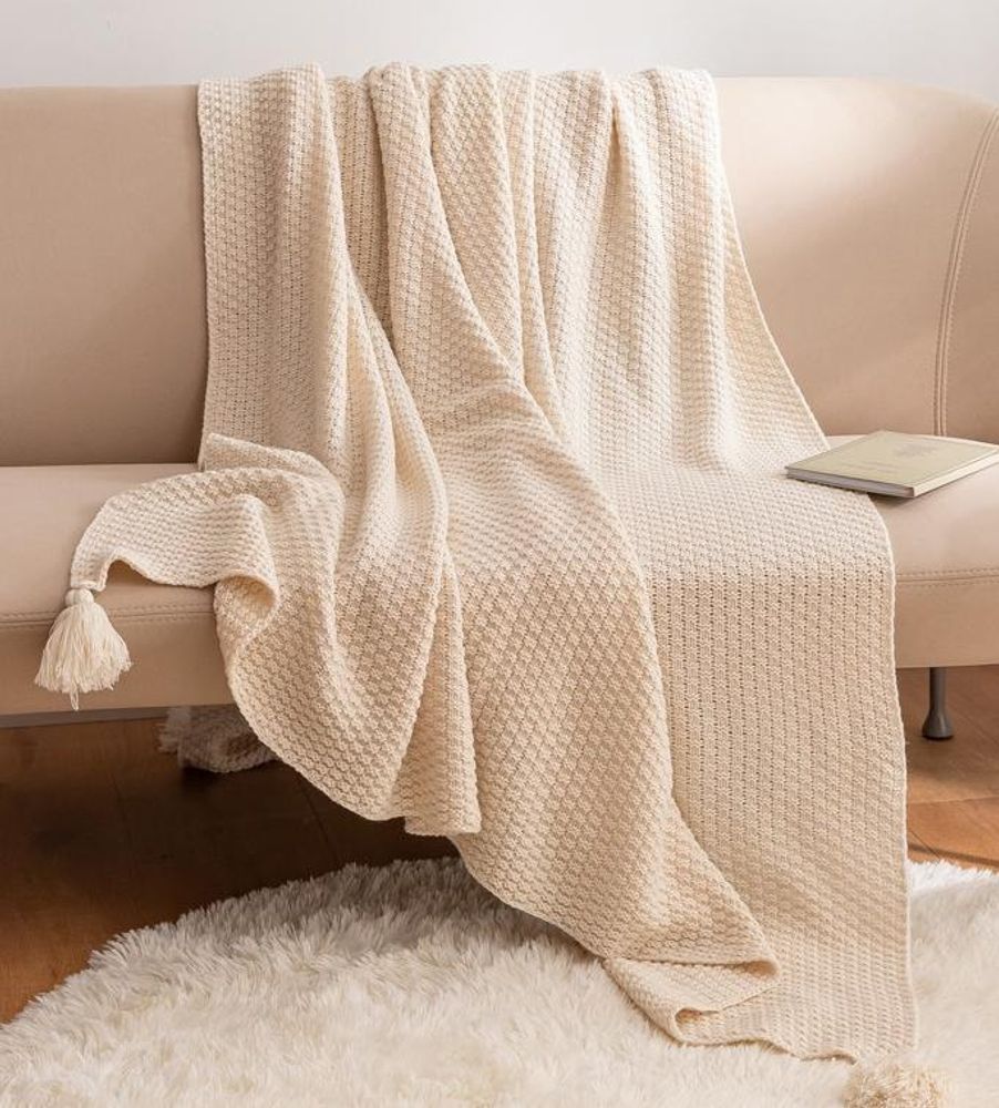 ZEPHYR HOME Плед вязаный 130х170 молочный