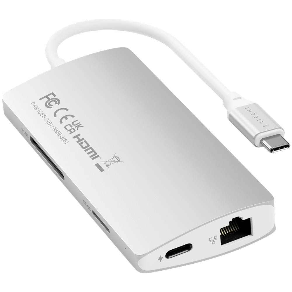 SATECHI Type-C Multi-Port Adapter 4K with Ethernet V2 Silver