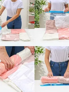 Вакуумный пакет скручивающийся дорожный 35×50 см, цвет МИКС