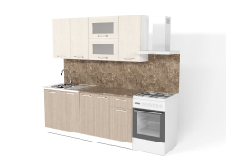 Кухонный гарнитур Ольга мини 1 1000 мм (Латте/Карамель/Белый, Аламбра темная)