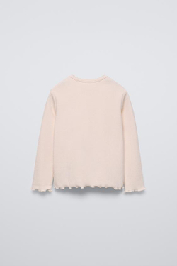 ZARA ФУТБОЛКА POINTELLE С БАНТОМ, ЭКРЮ