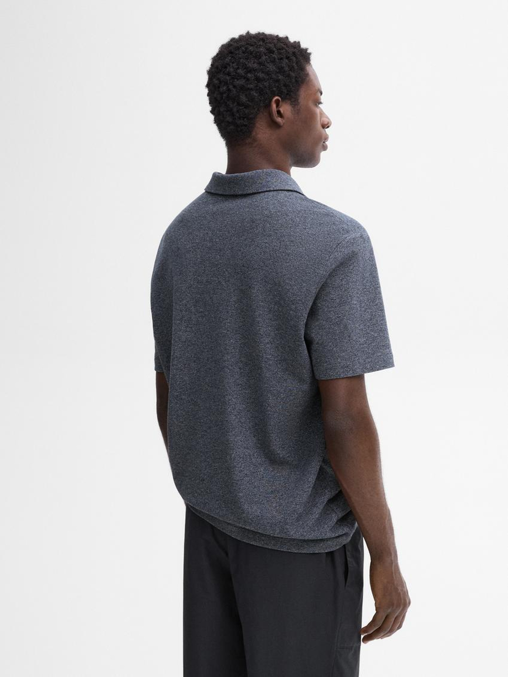 Massimo Dutti Поло из 100% хлопка с деталью из мулине, темно-синий