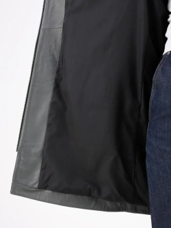 Кожаная куртка демисезонная с капюшоном длинная