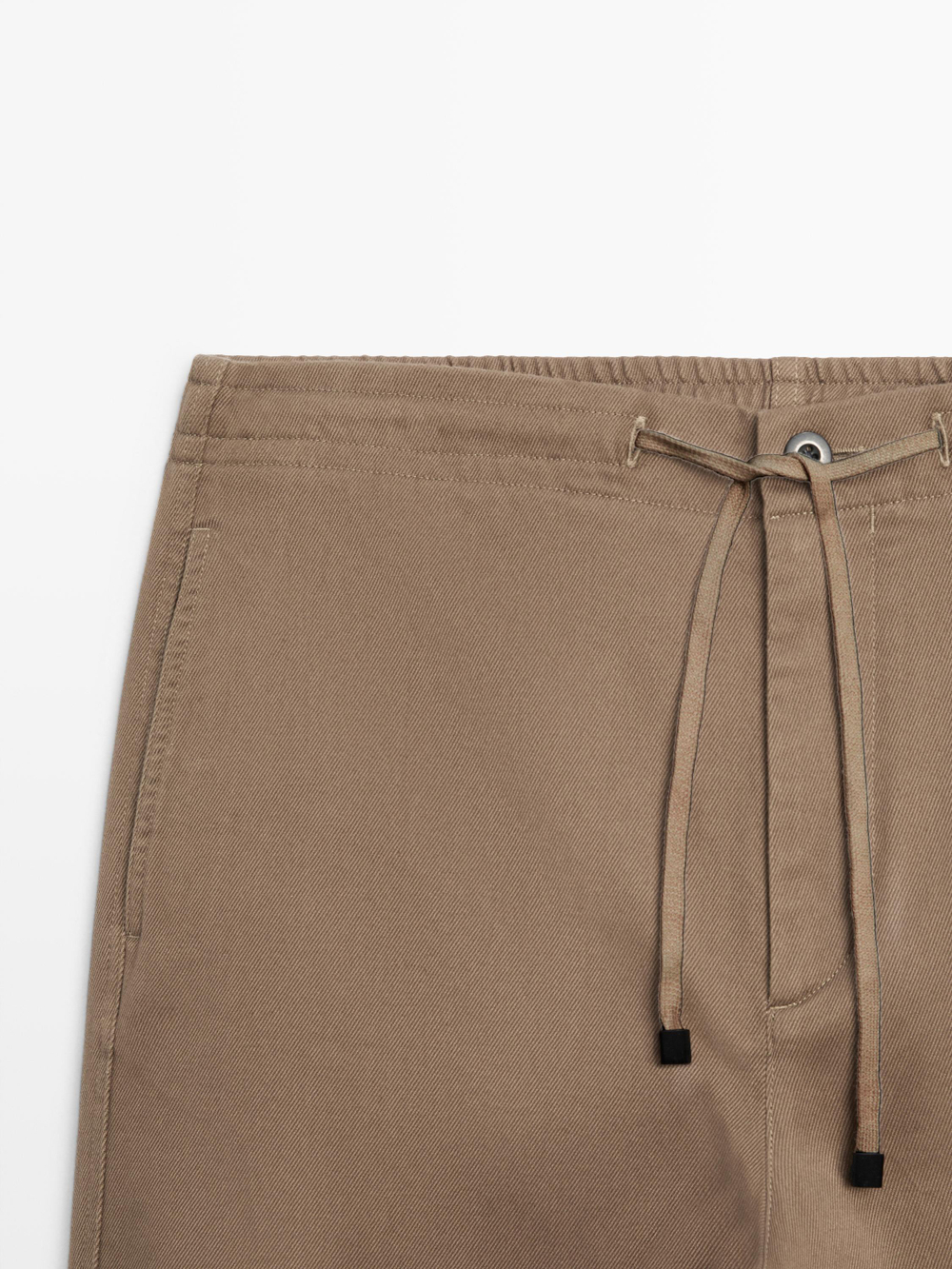 Massimo Dutti Брюки-джоггеры из смесовой хлопковой ткани, оливковый