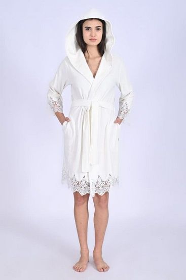 0483 Халат женский велюровый с капюшоном Nusa Niki Kadife