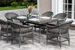 "Амароне" обеденная группа из искусственного ротанга на 6 персон, цвет графит