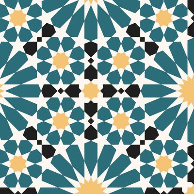 Марокканский геометрический зелено-желтый орнамент