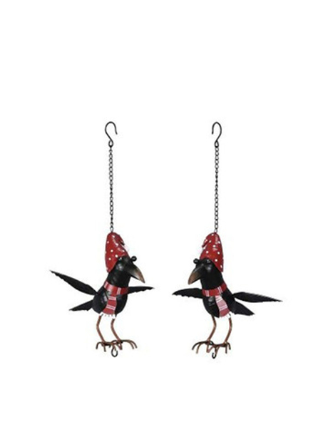 Декор подвесной "Ворона в колпачке" кормушка 26x24,5xH25см + 25см подвес