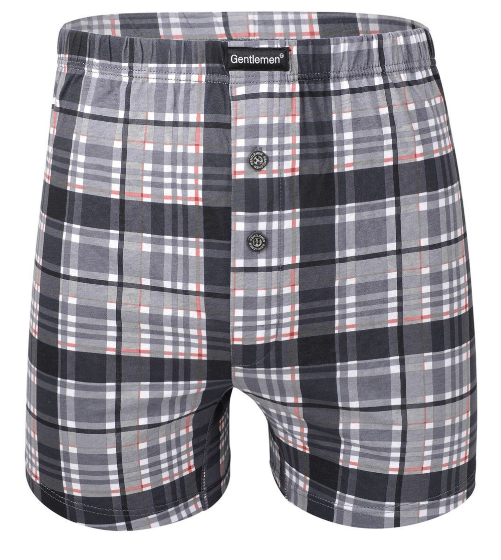 Клетчатые трусы-шорты на пуговках (Размер: XXL) (Цвет: серый)