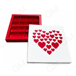 Коробка для конфет бело-красная с сердечками 200*200*30 мм (16), 25шт