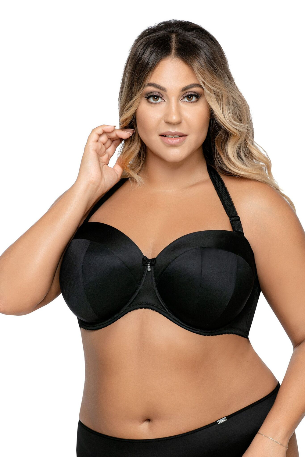 Бюстгальтер-балконет с гладкими чашками без отделки (Размер: 100C) (Цвет: черный)