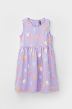 КР 5867/пастельно-лиловый,мишки к459 платье для девочки
