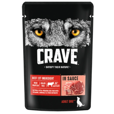 Crave корм консервированный для собак говядина в соусе (пауч) 85гр