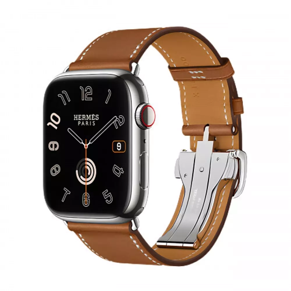 Apple Watch Series 9 Hermes 45mm, коричневый ремешок с раскладывающейся застежкой