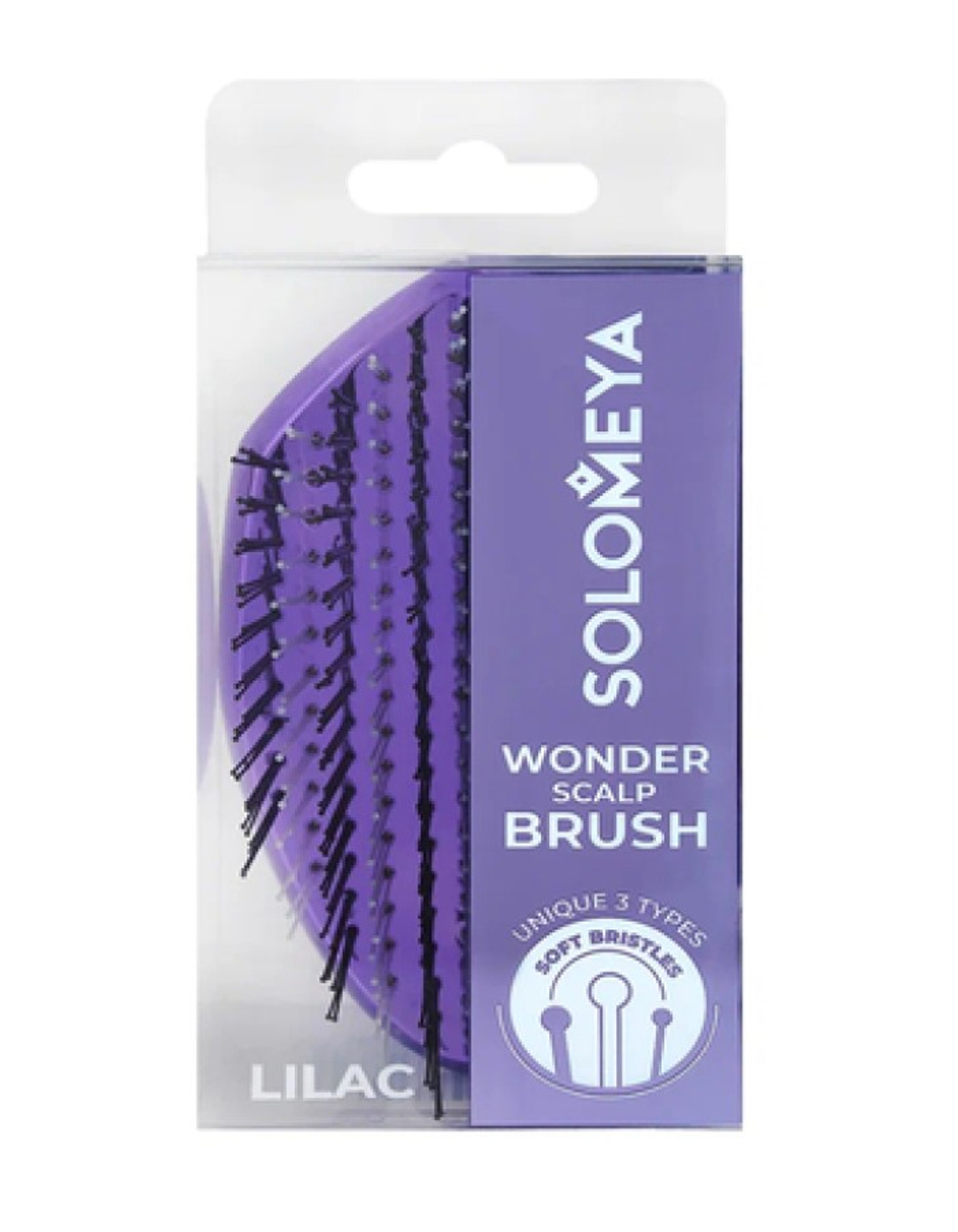 [Solomeya] Мини-расческа для распутывания массажа и мытья кожи головы ЛИЛОВАЯ Wonder Scalp Brush Lilac Mini, 1шт