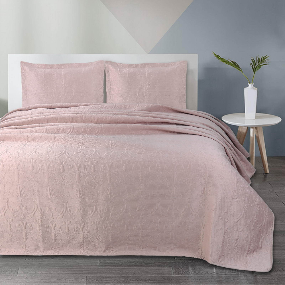 Покрывало 240x260 и 2 наволочки 50х70 Sofi De MarkO Арабеска светло-розовое