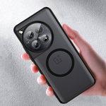 Чехол с Магсейф OnePlus 12 прозрачный матовый с черным бортом WLONS