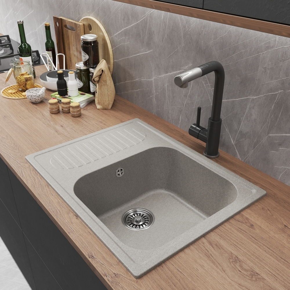 Мойка ML-GM18 КОМФОРТ с крылом, серая (310), 640*490*190мм