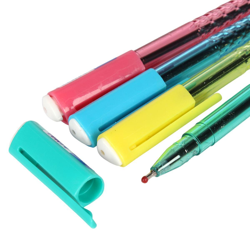 Ручка масляная, 0,7мм, синяя, граненый корпус, 4 цвета микс, С-40301