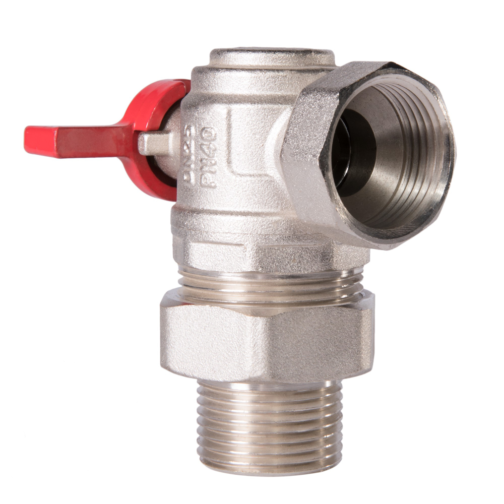 Кран шаровый угловой Royal Thermo OPTIMAL 1" НГ, бабочка