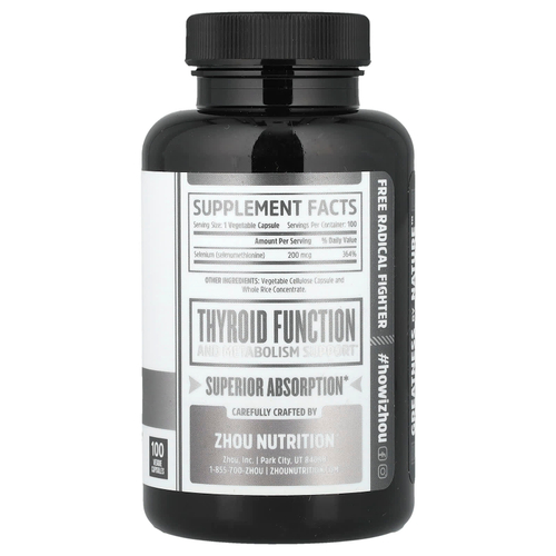 Zhou Nutrition, Селен, 200 мкг, 100 растительных капсул