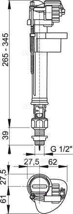 Впускной механизм нижняя подводка Alcaplast 1/2" А17