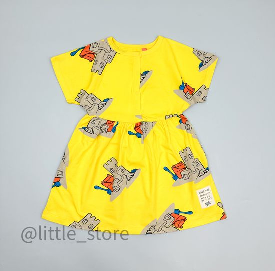 Платье хлопковое "Moi Noi" Замки из песка на желтом