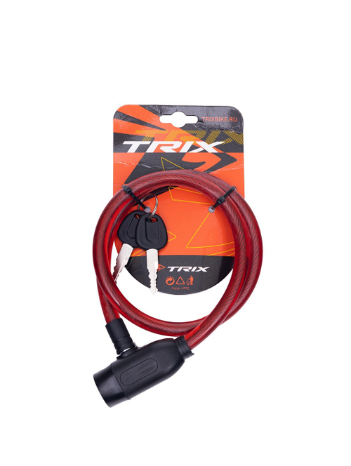 Замок велосипедный TRIX, с ключами, красный