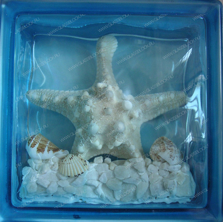 Стеклоблок МТ_001 (Г) 19x19x8 - Морская тематика