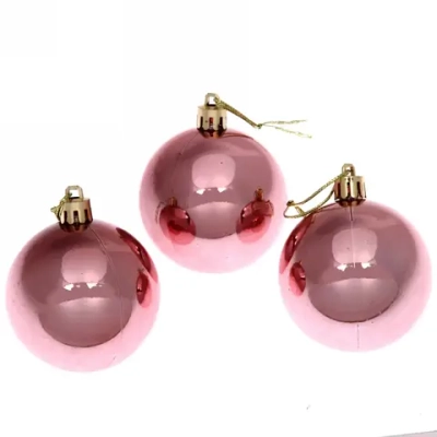 Новогодние шары 6 см (набор 3 шт) «Глянец», розовое золото