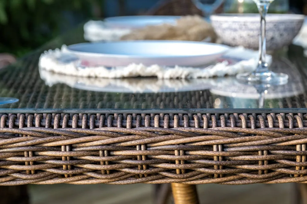 "Амароне" обеденная группа из искусственного ротанга на 6 персон, цвет коричневый