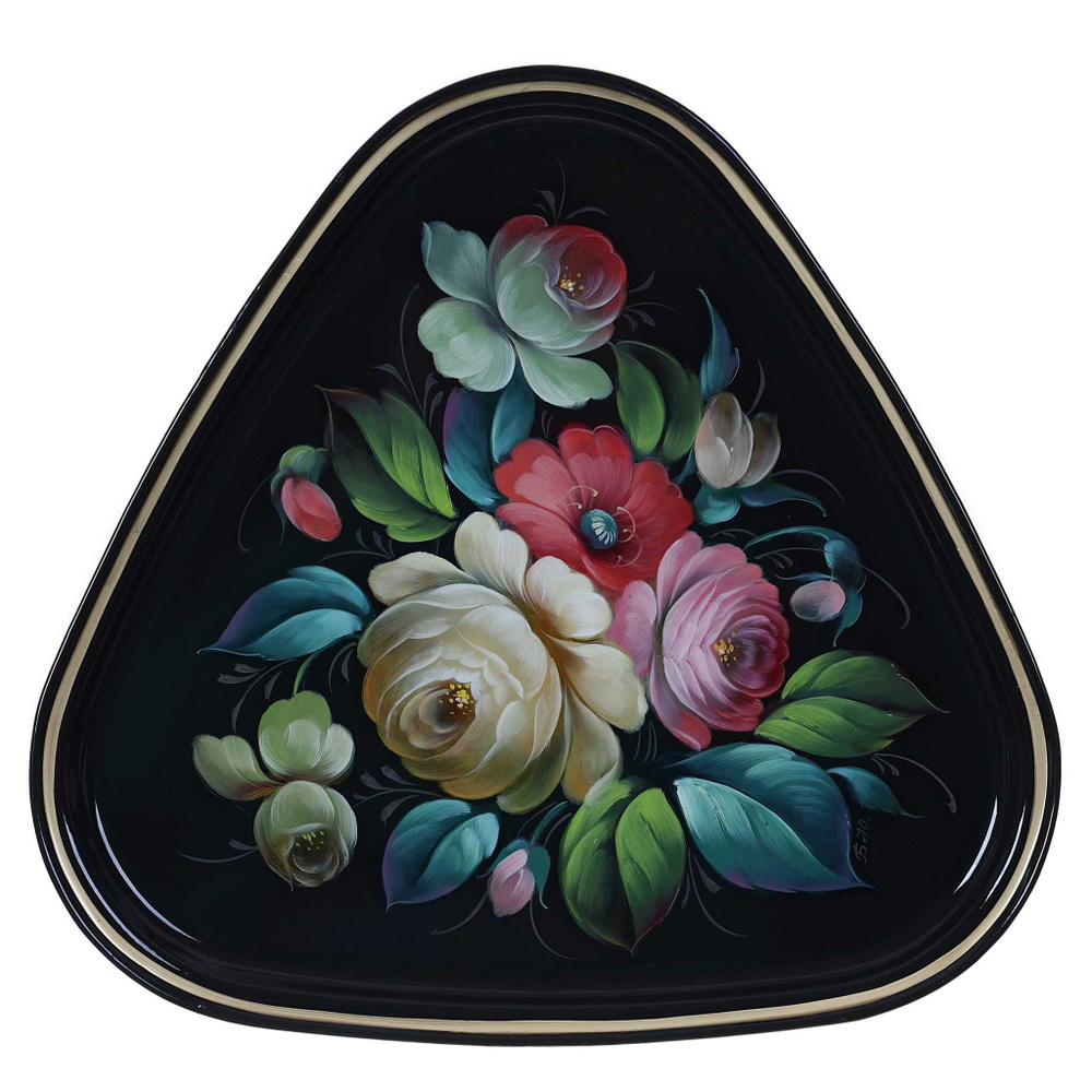 Жостовский поднос декоративный, размер 29х29 см (A8), металлический