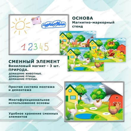 Комплект развивающий ПРИРОДА. ДОМАШНИЕ ПТИЦЫ. ДОМАШНИЕ ЖИВОТНЫЕ. ДОМАШНИЕ ПТЕНЦЫ. 2196