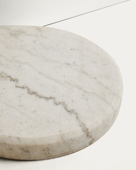 Напольная лампа Madali из стали с матовой серебристой отделкой и белым мрамором