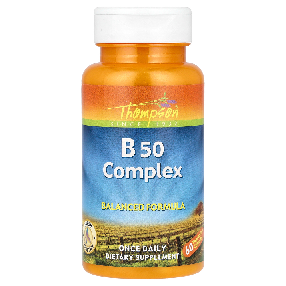 Thompson, B50 Complex, комплекс витаминов группы В, 60 вегетарианских капсул