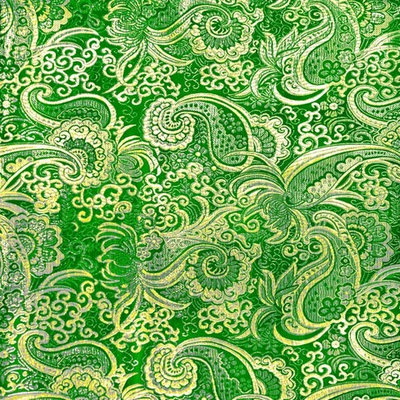 Ткань Парча жаккард, 126 гр/м2, 145 см, зелёный/золото