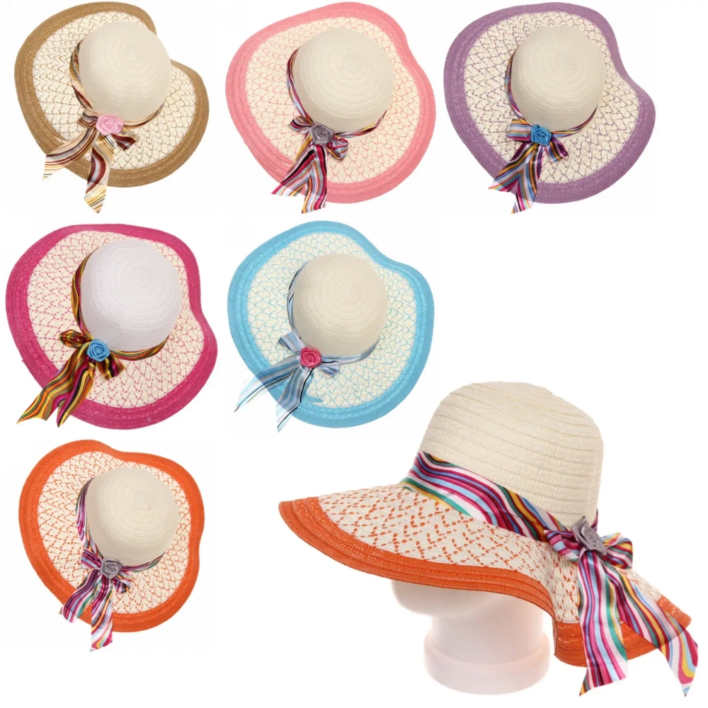 Шляпа женская с широкими полями «TiraMiSu- Ассоль», микс 6 цветов, р58, ширина полей 10 см