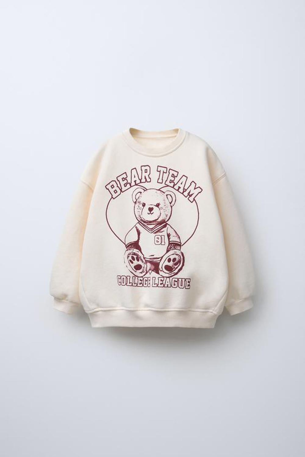 ZARA ТОЛСТОВКА С ПРИНТОМ «МЕДВЕЖОНОК», ЭКРЮ