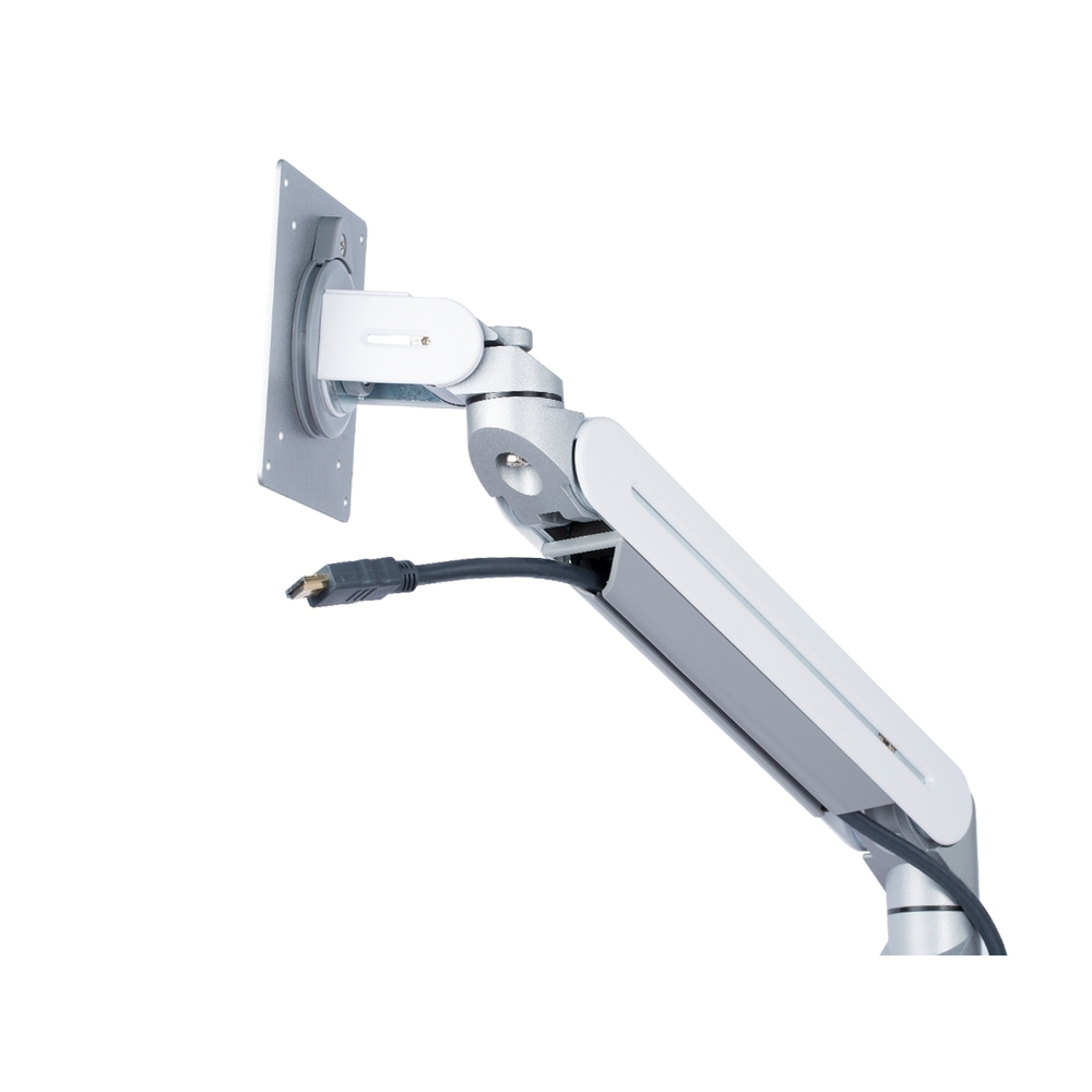 ErgoFount DFS-102C Настольное крепление для монитора диагональю до 27'' с двухколенным вылетом, газово-пружинным амортизатором и зажимом к столу типа "С". Цвет - серебристый