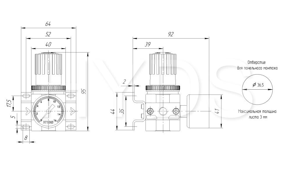 LR-1/4-D-MINI Регулятор давления G1/4, 16 бар