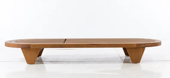 Шезлонг Spain, массив ироко, голубой матрас