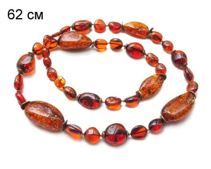 бусы из натурального тёмного янтаря