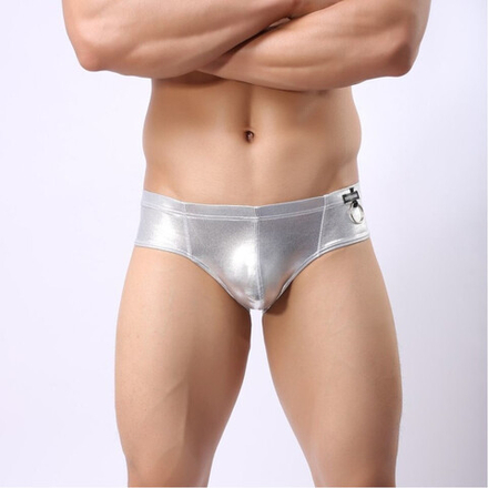 Мужские трусы брифы с кольцом серебристые WowHomme Silver
