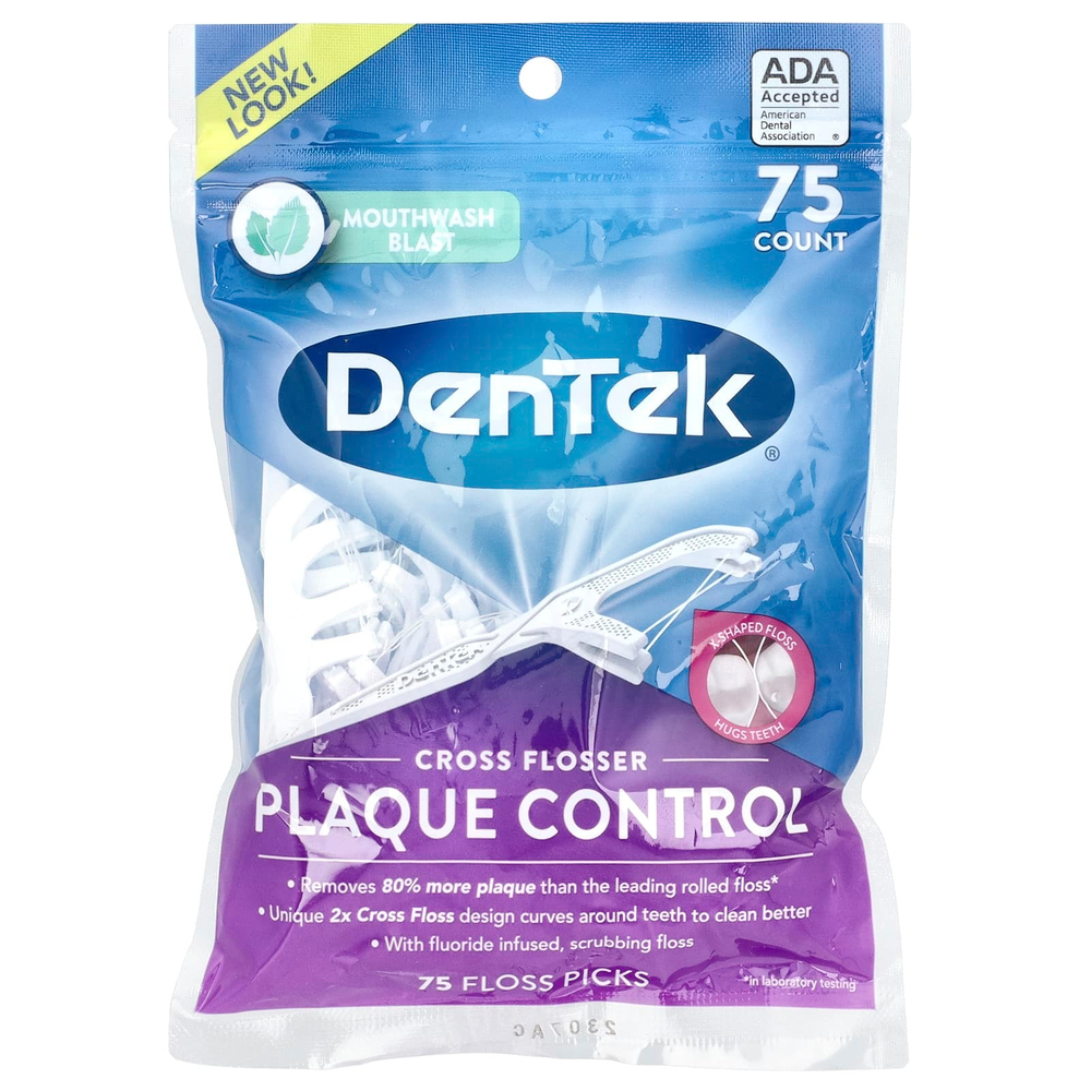 DenTek, Multi-Flosser, средство для контроля зубного налета, ополаскиватель для рта, 75 шт.