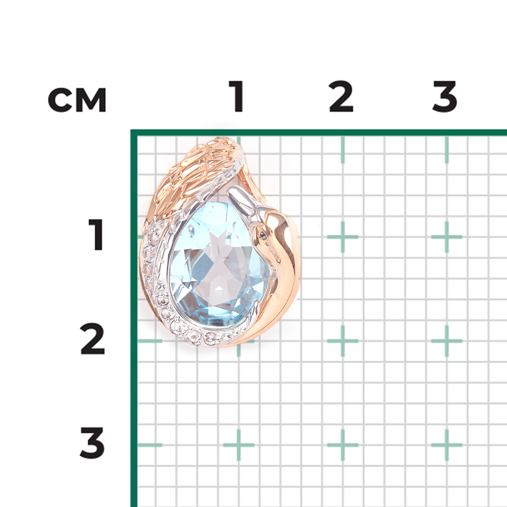 Подвеска «Лебедь» из красного золота с топазом и натуральными топазами white