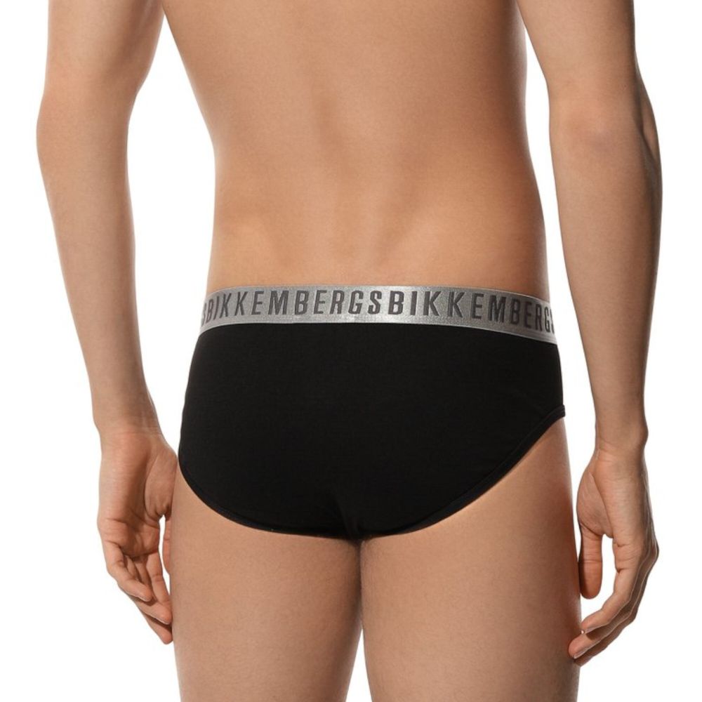 Мужские трусы брифы черные набор 2 в 1 Bikkembergs SILVER BKK1USP11BI/2