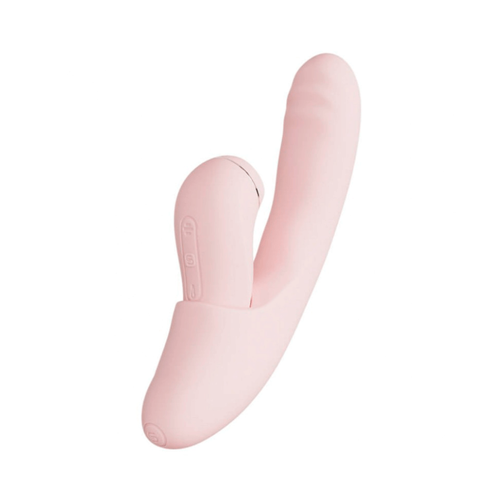 Вибратор с возвратно-поступательными движениями и вакуумом Svakom Fatima, розовый